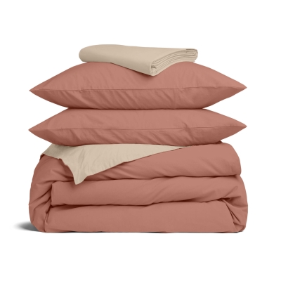 Двоспальна постільна білизна з простирадлом на резинці COPPER CS7