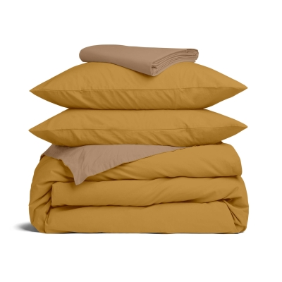 Двоспальна постільна білизна з простирадлом на резинці CURCUMA CS13