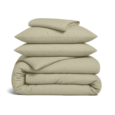 Двоспальна постільна білизна фланель з простирадлом на резинці OLIVE CS1