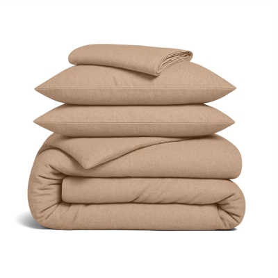 Євро постільна білизна фланель з простирадлом на резинці CARAMEL CS1