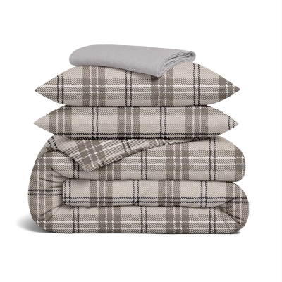 Сімейний комплект фланель з простирадлом на резинці SAND TARTAN CS5