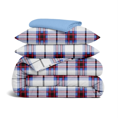 Євро постільна білизна фланель з простирадлом на резинці SCOTTISH CHARM CS4