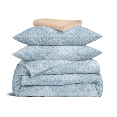 Сімейна постільна білизна з простирадлом на резинці FLORAL BREEZE CS4