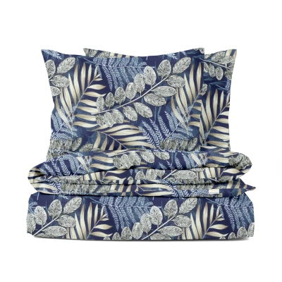 Полуторна постіль без простирадла FOLIAGE DARK BLUE