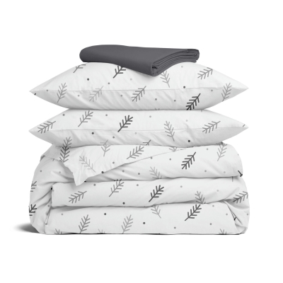 Сімейна постільна білизна з простирадлом на резинці FROST BRANCHES CS3