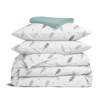 Євро постільна білизна з простирадлом на резинці FROST BRANCHES CS5