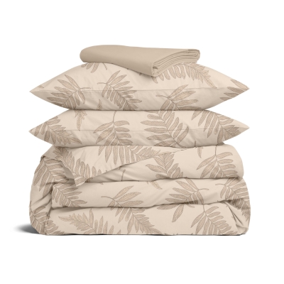 Двоспальна постільна білизна з простирадлом на резинці GOLDEN FERN CS2