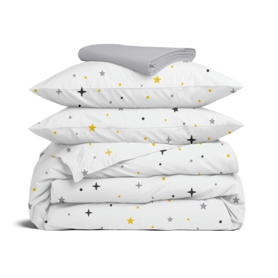 Двоспальна постільна білизна з простирадлом на резинці MIDNIGHT STARS CS1