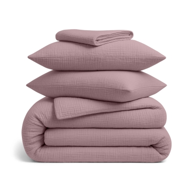 Сімейна преміум постільна білизна муслін з простирадлом на резинці CAMELLIA