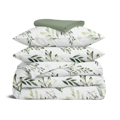 Двоспальна постільна білизна з простирадлом на резинці OLIVE MOOD CS2
