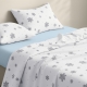 Сімейний комплект фланель з простирадлом на резинці SNOWFLAKES SILVER CS7
