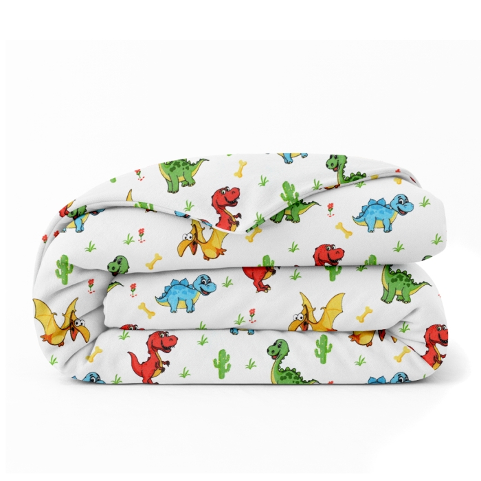 Підліткова постільна білизна фланель з простирадлом на резинці COLORFUL DINO CS1