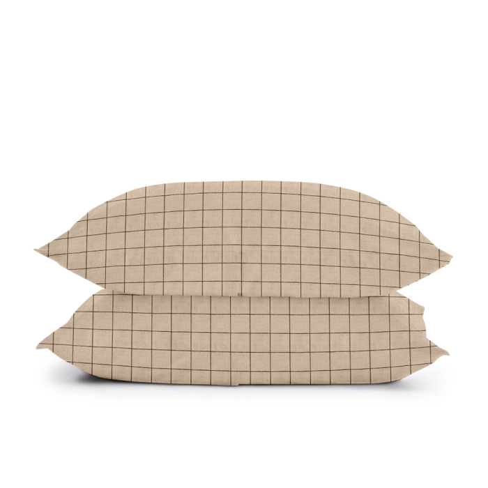 Двоспальна постільна білизна з простирадлом на резинці BEIGE GEOMETRY CS16